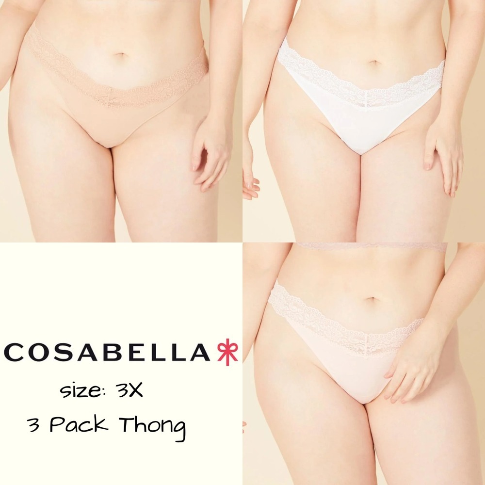 NWT Cosabella Amore [‎ 3PC - 3X ] Love Extended Thong Lace Trim #T2183